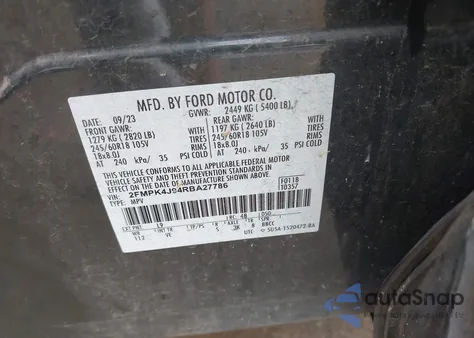 2024 Ford Edge Sel z USA, uszkodzony, nr VIN 2FMPK4J94RBA27786